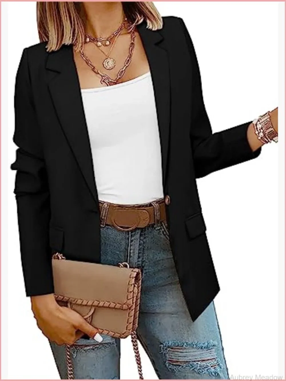 Women's Business Casual Blazer with Lined Professional Work Suit Jacket Pockets